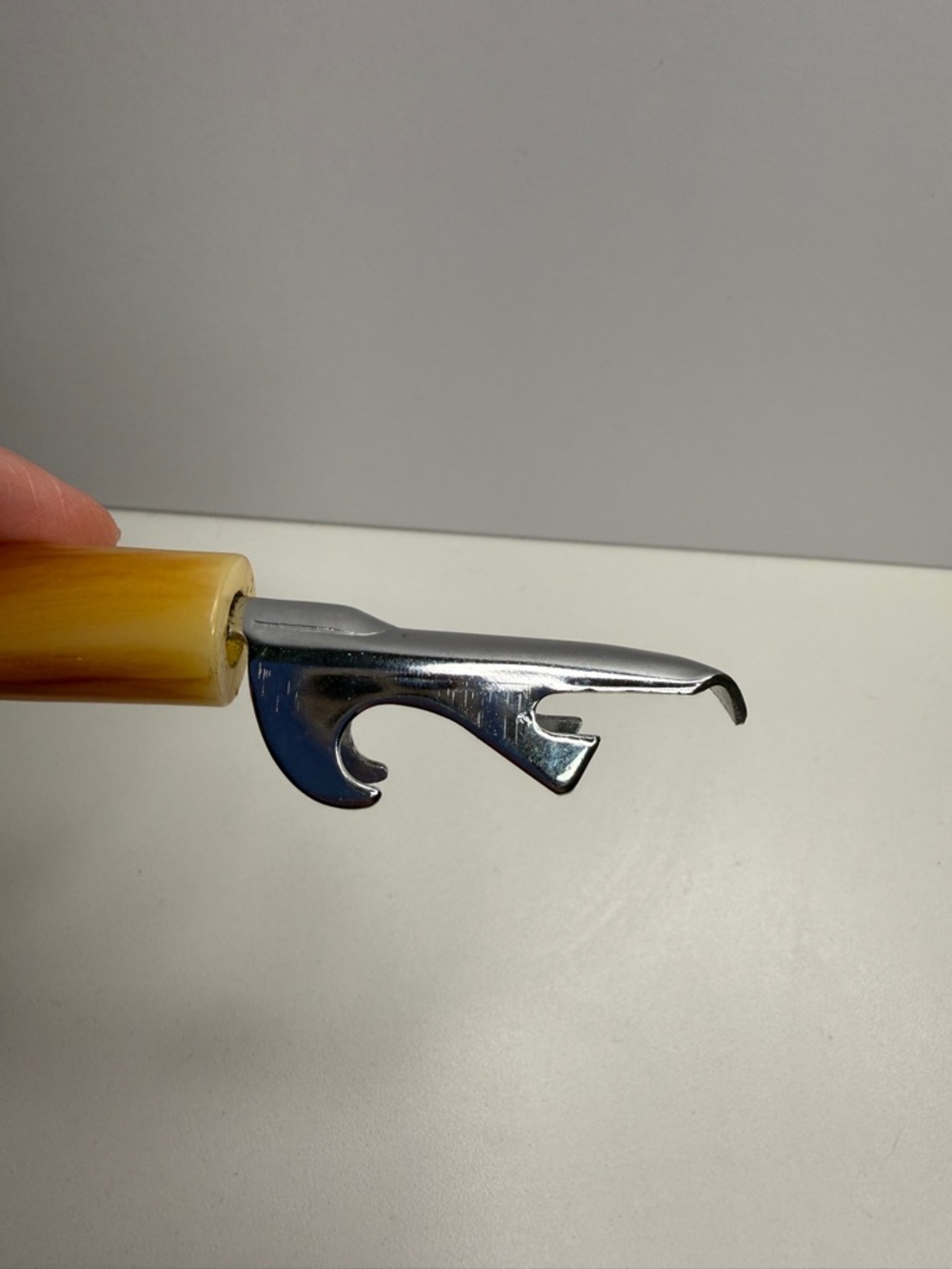 Vintage Bottle Opener with BakeliteYellow Marbled Handle - Picture 6 of 10